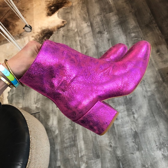 Free People Metallic Nicola Heel Bootie Pink - Picture 5 of 7